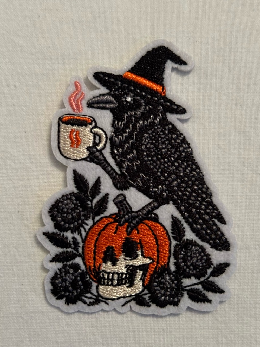 Goth Halloween Punk Raven Skull Iron On Patch